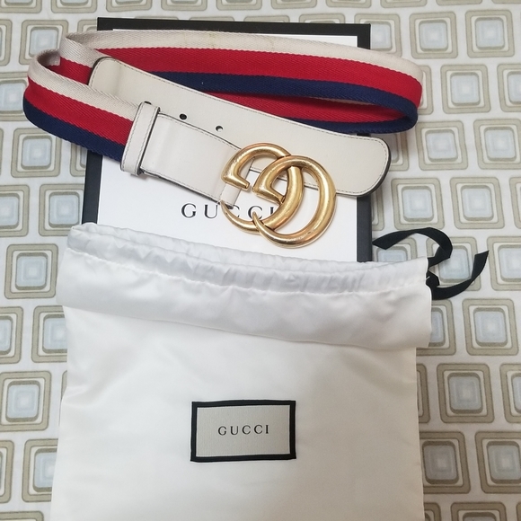 Web leather belt with G Buckle, Gucci - Picture 2 of 4